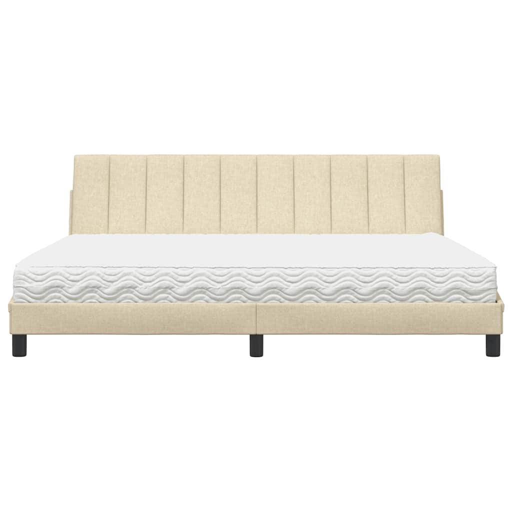 Letto con Materasso Hanko Crema 200x200 cm in Tessuto