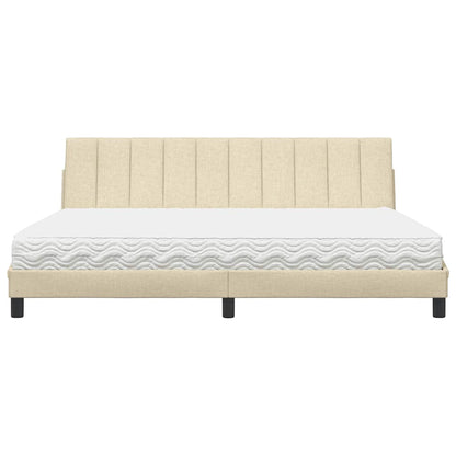 Letto con Materasso Hanko Crema 200x200 cm in Tessuto