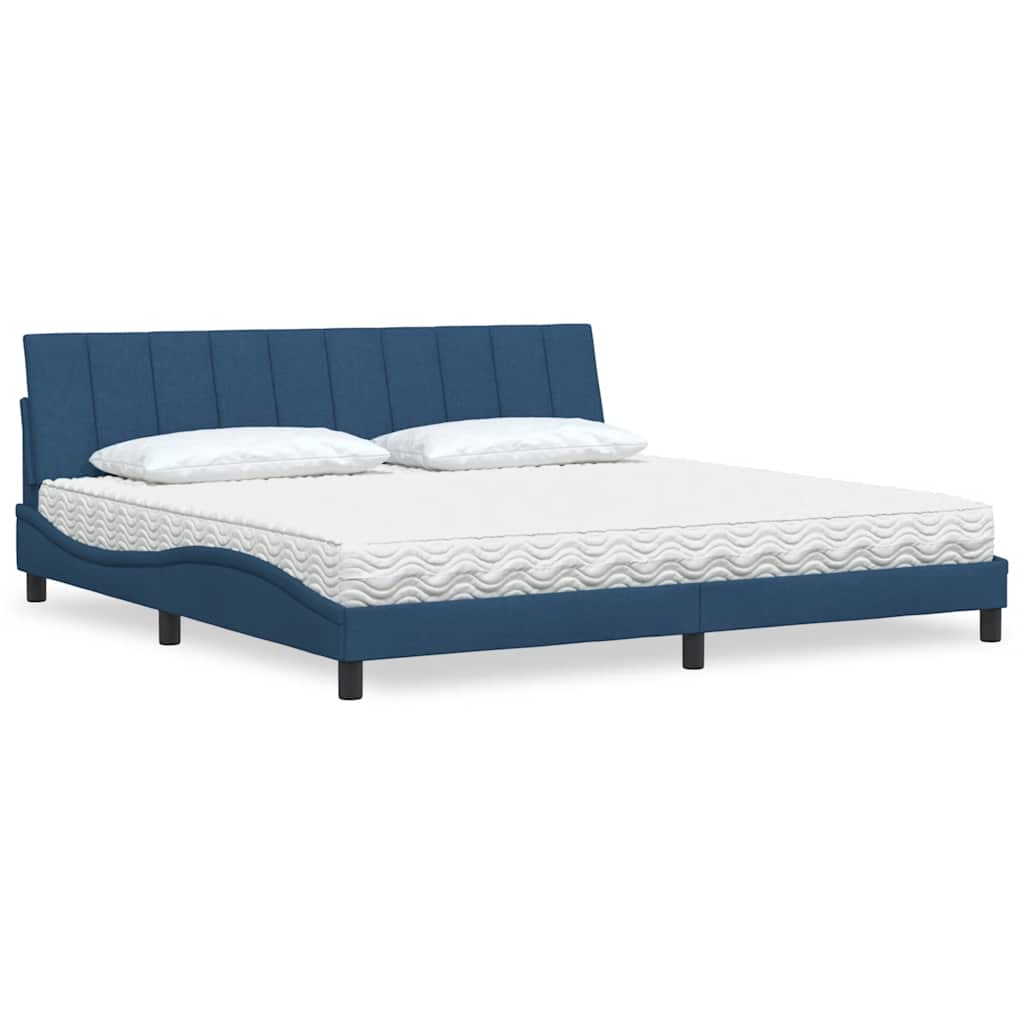 Letto con Materasso Hanko Blu 200x200 cm in Tessuto