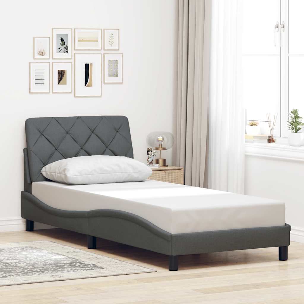 Giroletto senza Materasso Grigio Scuro 90x190 cm Tessuto