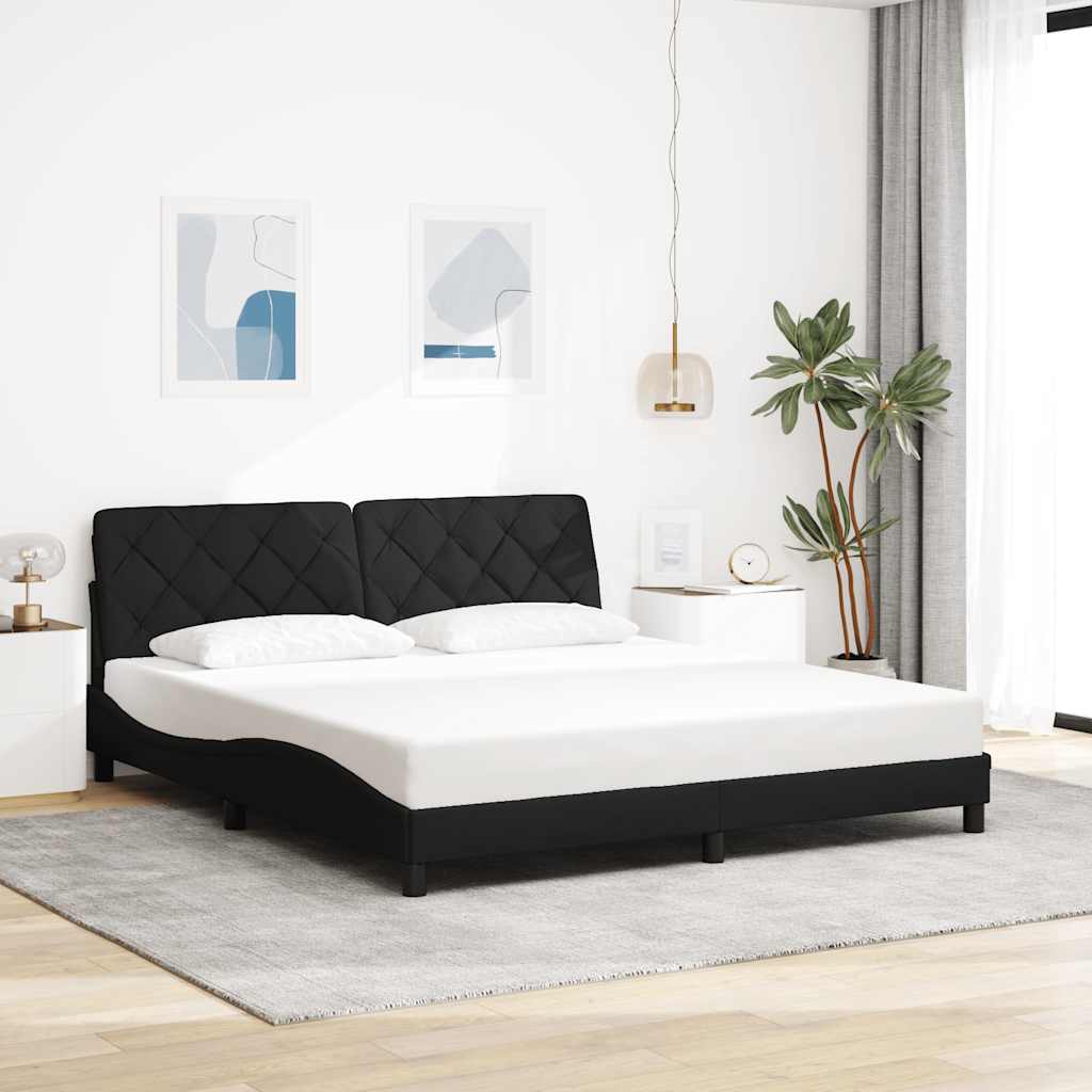 Giroletto senza Materasso Nero 180x200 cm in Tessuto