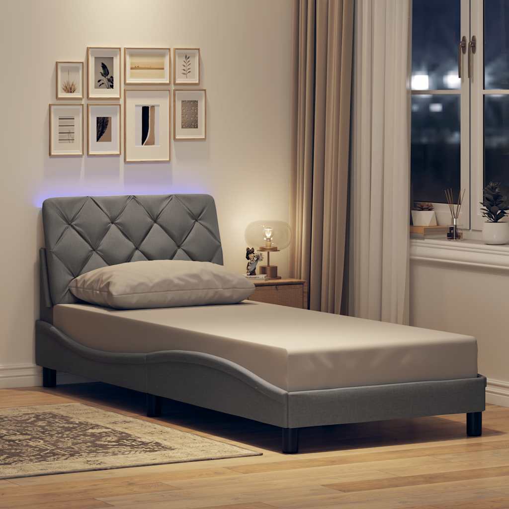 Giroletto con LED senza Materasso Grigio Chiaro 90x190 cm