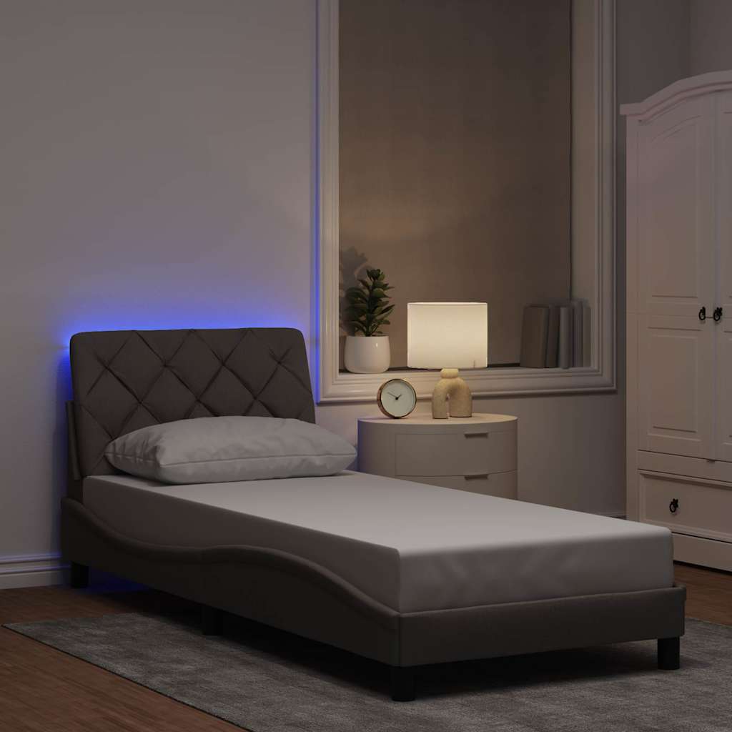 Giroletto con LED senza Materasso Tortora 90x190 cm Tessuto
