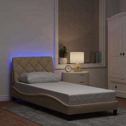 Giroletto con LED senza Materasso Crema 90x190 cm in Tessuto