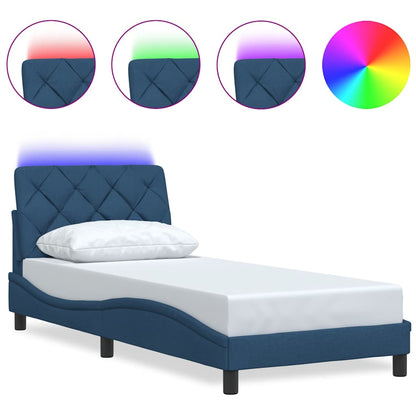 Giroletto con LED senza Materasso Blu 90x190 cm in Tessuto