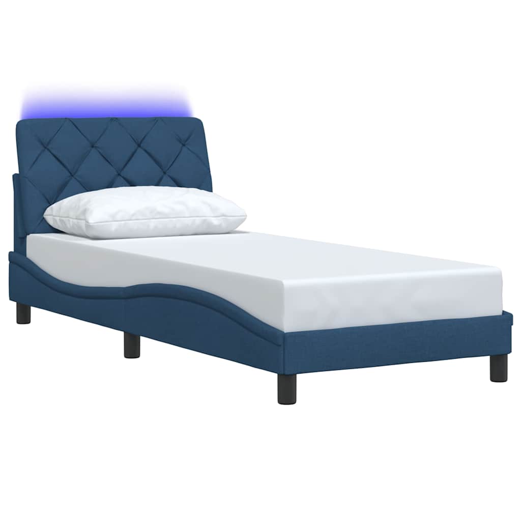 Giroletto con LED senza Materasso Blu 90x190 cm in Tessuto