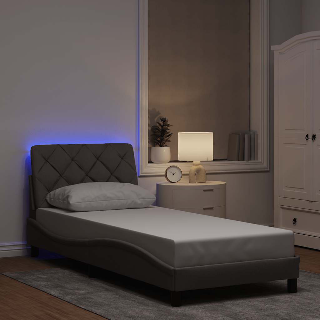 Giroletto con LED senza Materasso Tortora 90x200 cm Tessuto