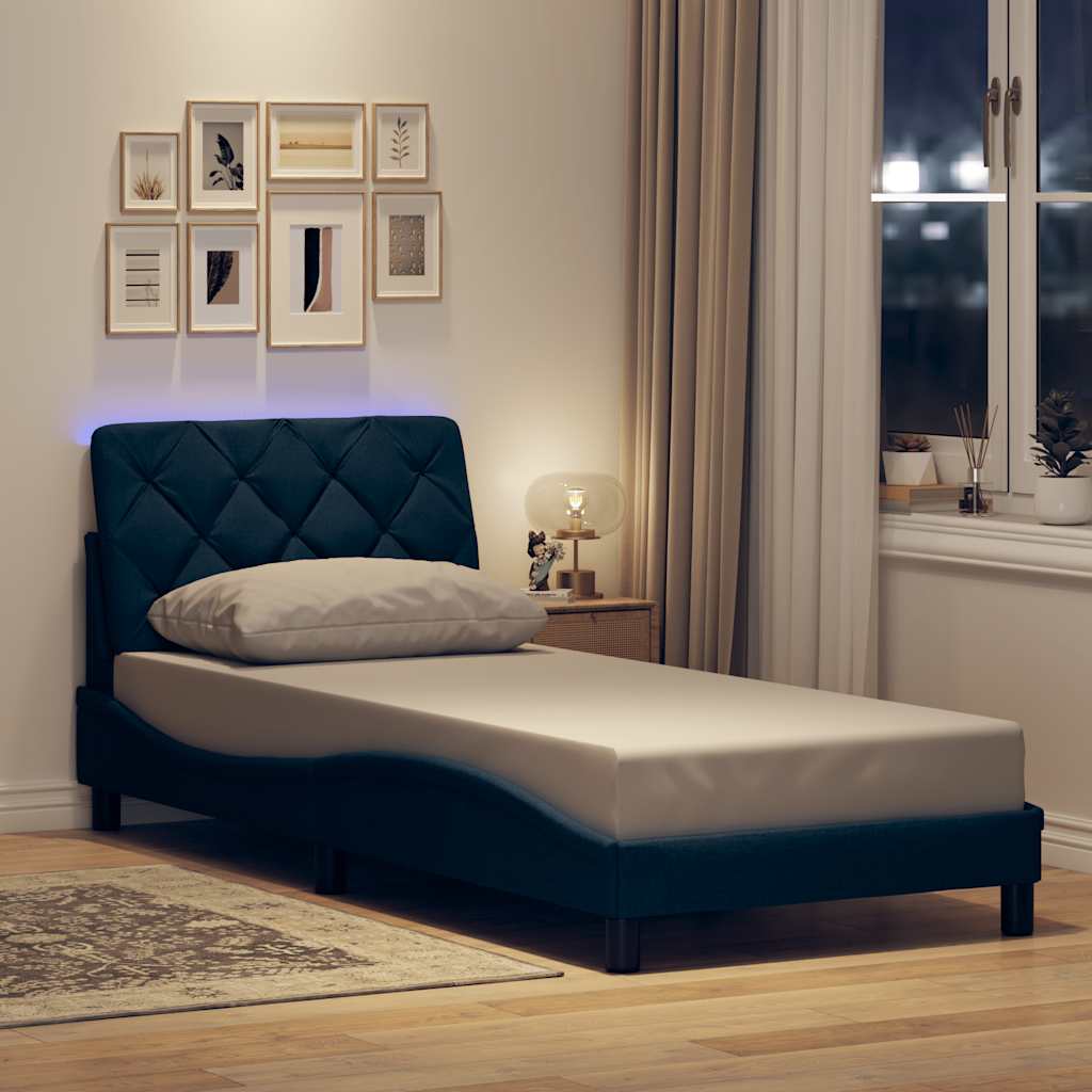 Giroletto con LED senza Materasso Blu 90x200 cm in Tessuto