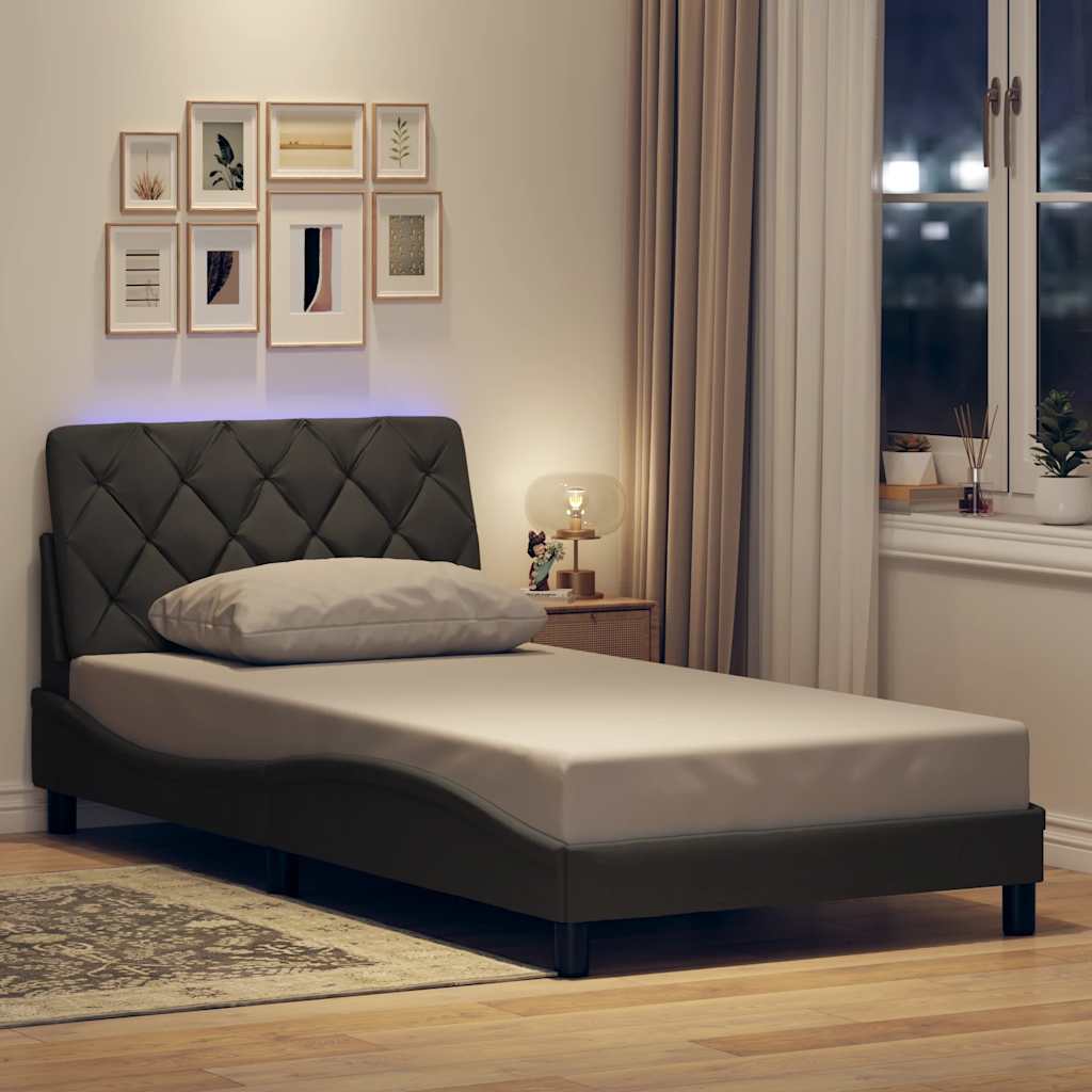 Giroletto con LED senza Materasso Grigio Scuro 100x200 cm