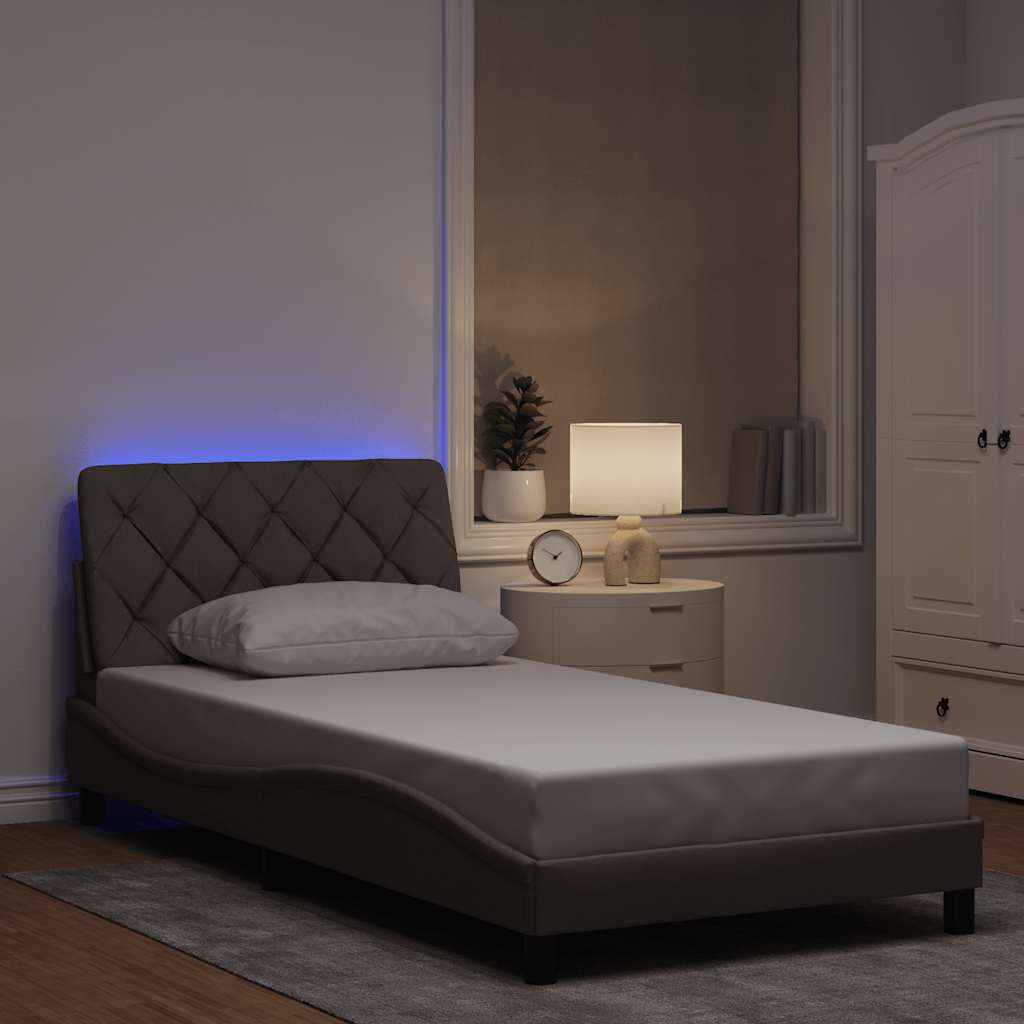 Giroletto con LED senza Materasso Tortora 100x200 cm in Tessuto