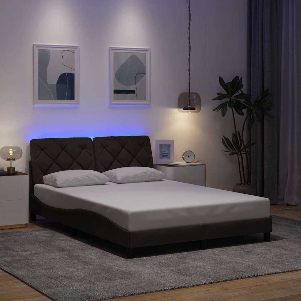 Giroletto con LED senza Materasso Marrone Scuro 120x200 cm