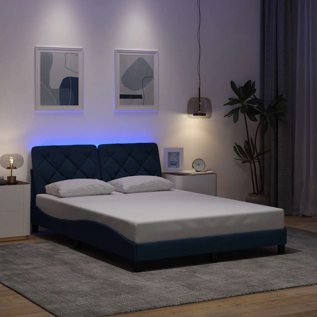 Giroletto con LED senza Materasso Blu 120x200 cm in Tessuto