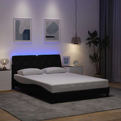 Giroletto con LED senza Materasso Nero 140x190 cm in Tessuto