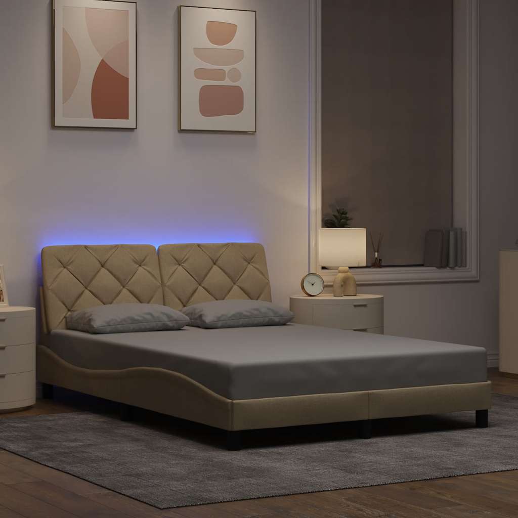 Giroletto con LED senza Materasso Crema 140x190 cm in Tessuto