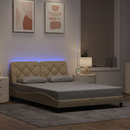 Giroletto con LED senza Materasso Crema 140x190 cm in Tessuto