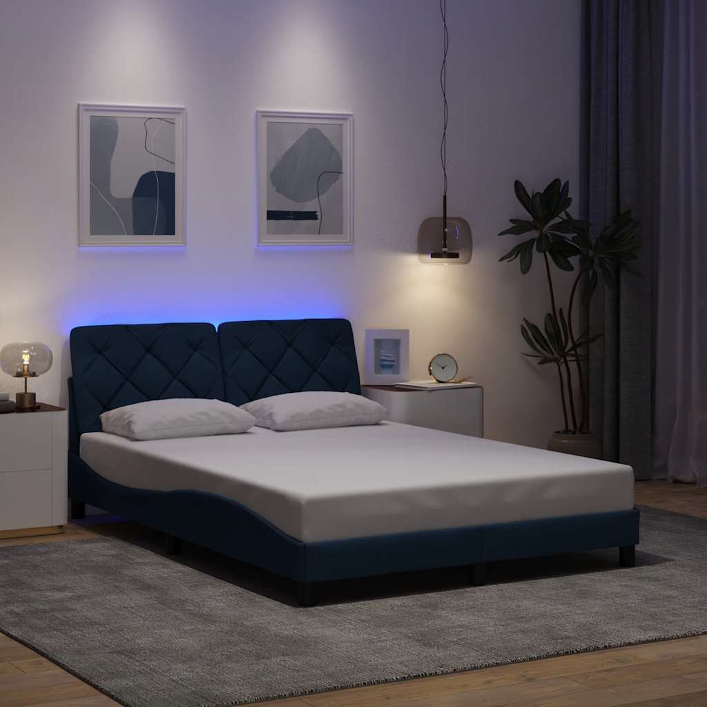 Giroletto con LED senza Materasso Blu 140x190 cm in Tessuto