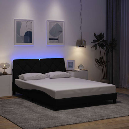 Giroletto con LED senza Materasso Nero 140x200 cm in Tessuto