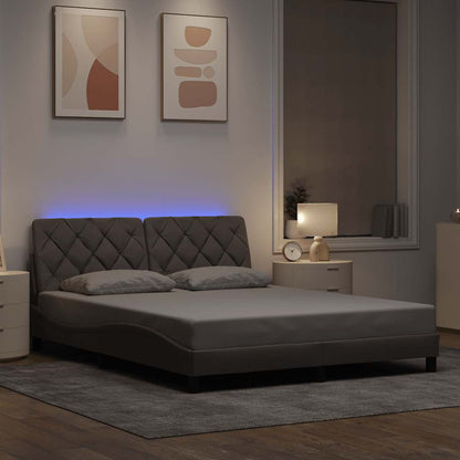 Giroletto con LED senza Materasso Tortora 160x200 cm in Tessuto