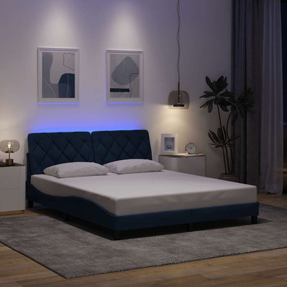Giroletto con LED senza Materasso Blu 160x200 cm in Tessuto