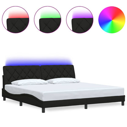 Giroletto con LED senza Materasso Nero 200x200 cm in Tessuto