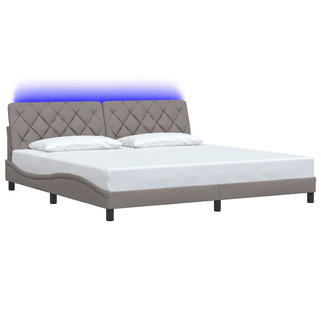Giroletto con LED senza Materasso Tortora 200x200 cm in Tessuto