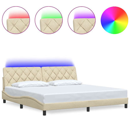 Giroletto con LED senza Materasso Crema 200x200 cm in Tessuto