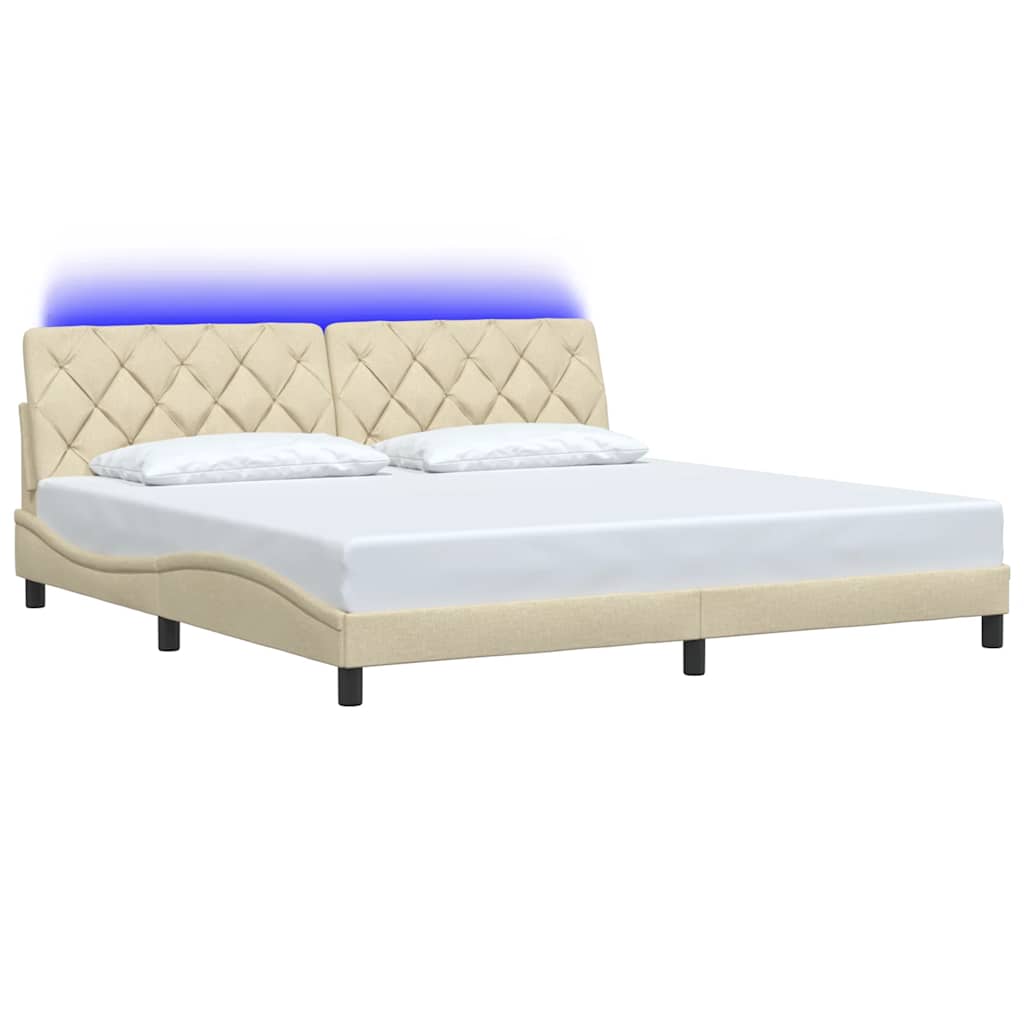 Giroletto con LED senza Materasso Crema 200x200 cm in Tessuto