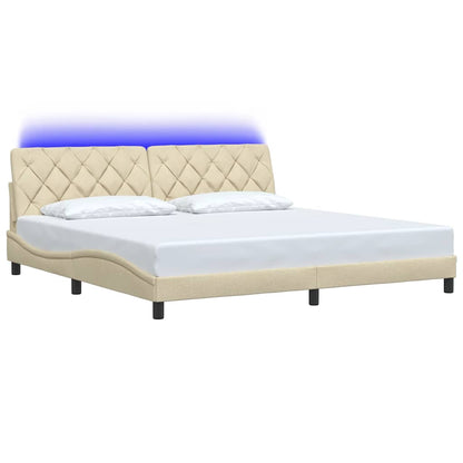 Giroletto con LED senza Materasso Crema 200x200 cm in Tessuto