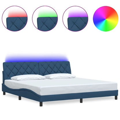 Giroletto con LED senza Materasso Blu 200x200 cm in Tessuto