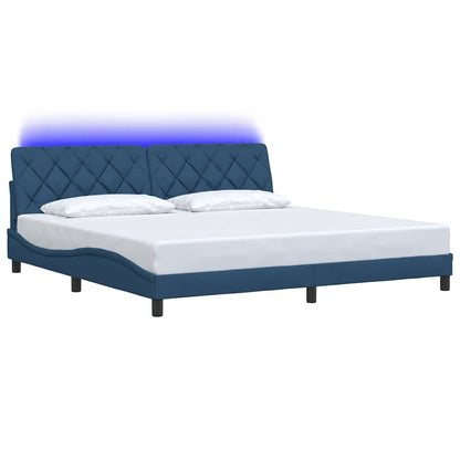 Giroletto con LED senza Materasso Blu 200x200 cm in Tessuto