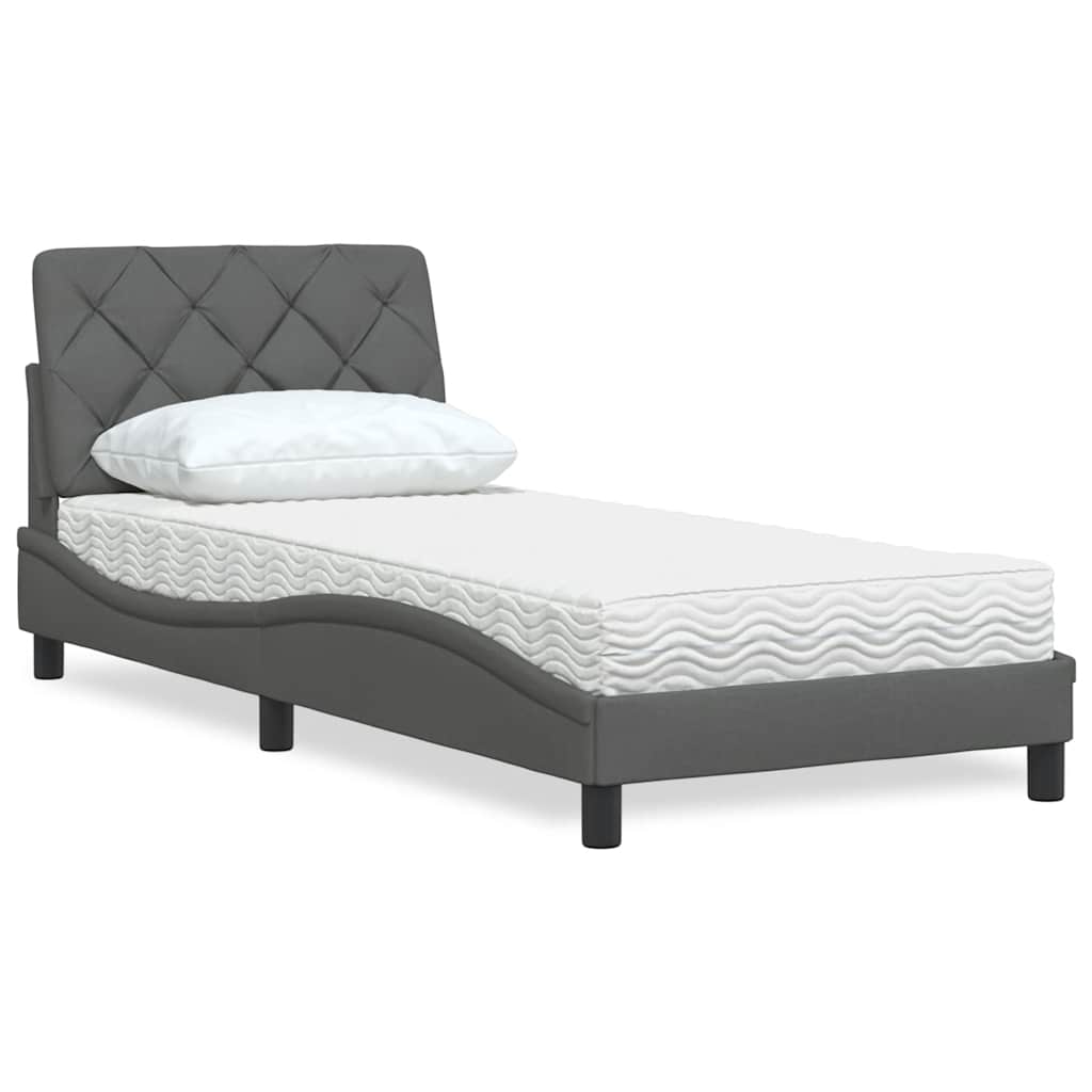 Letto con Materasso Grigio Scuro 80x200 cm in Tessuto