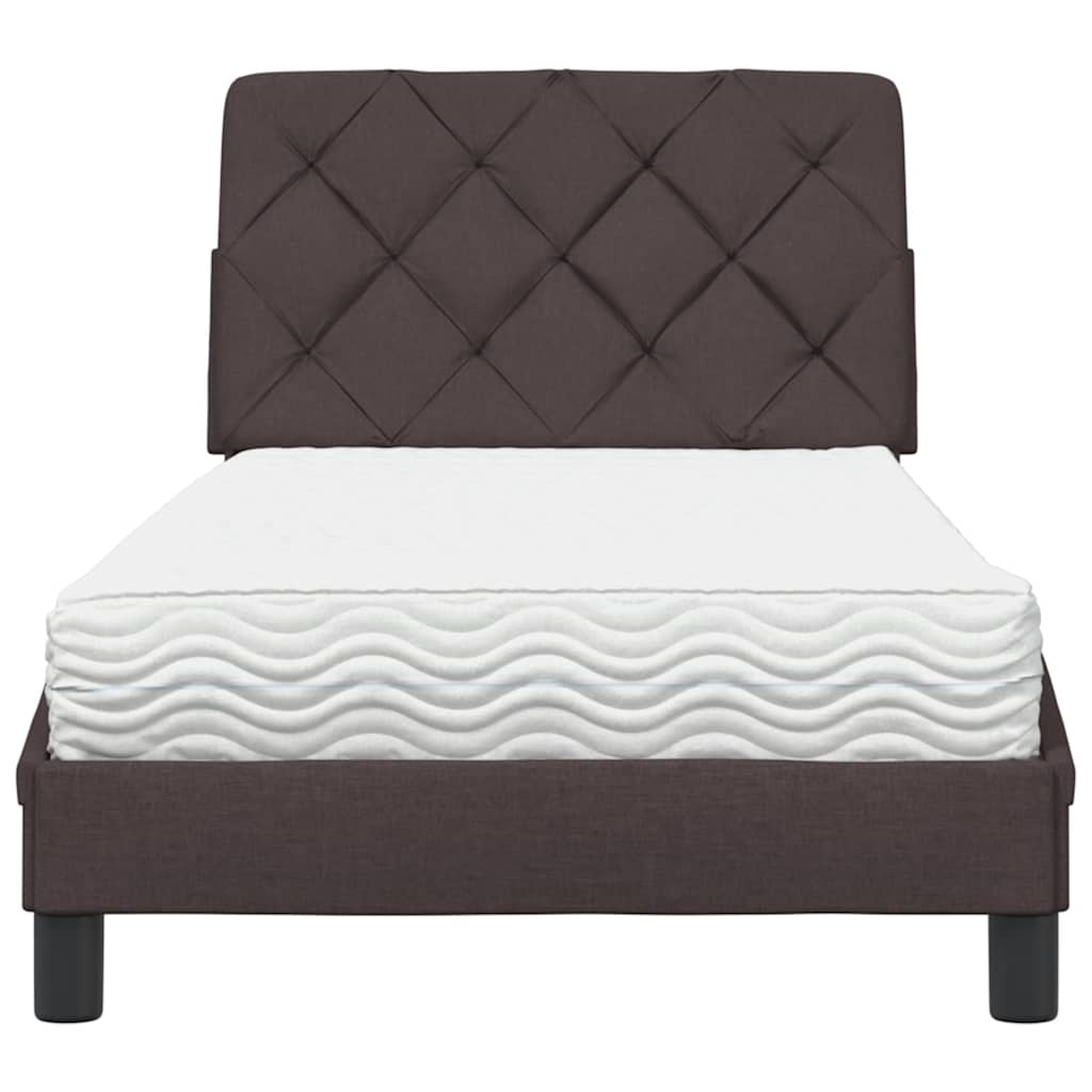 Letto con Materasso Marrone Scuro 80x200 cm in Tessuto