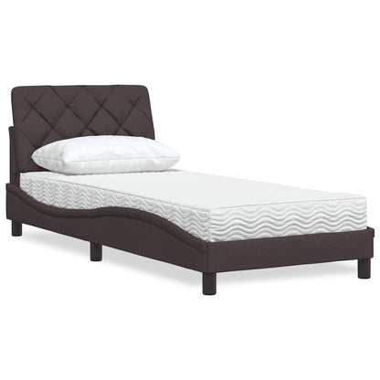 Letto con Materasso Marrone Scuro 80x200 cm in Tessuto