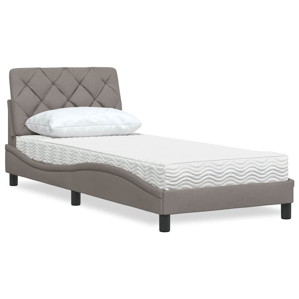 Letto con Materasso Tortora 80x200 cm in Tessuto
