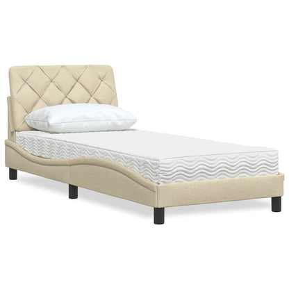 Letto con Materasso Crema 80x200 cm in Tessuto
