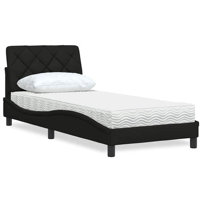Letto con Materasso Nero 90x190 cm in Tessuto