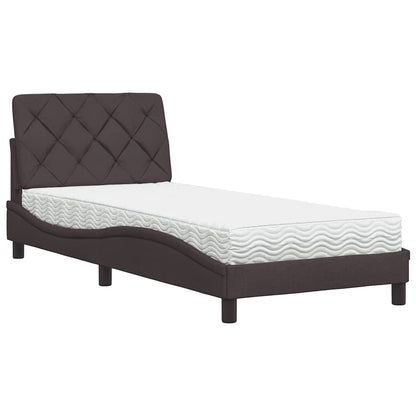 Letto con Materasso Marrone Scuro 90x190 cm in Tessuto