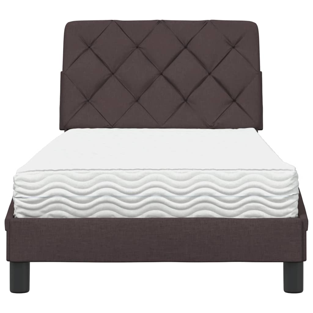 Letto con Materasso Marrone Scuro 90x190 cm in Tessuto