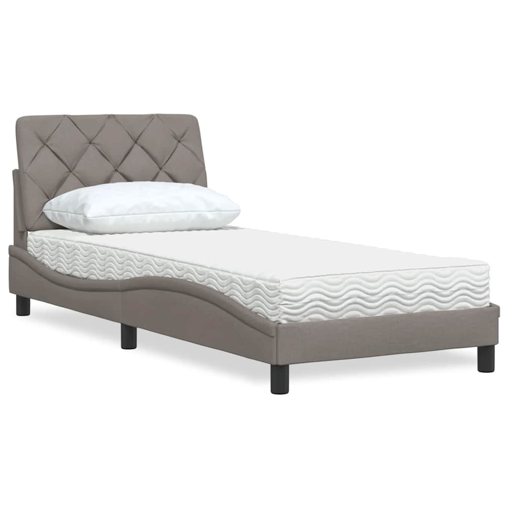 Letto con Materasso Tortora 90x190 cm in Tessuto