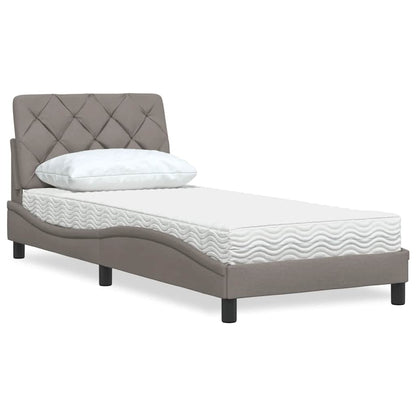 Letto con Materasso Tortora 90x190 cm in Tessuto
