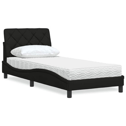 Letto con Materasso Nero 90x200 cm in Tessuto