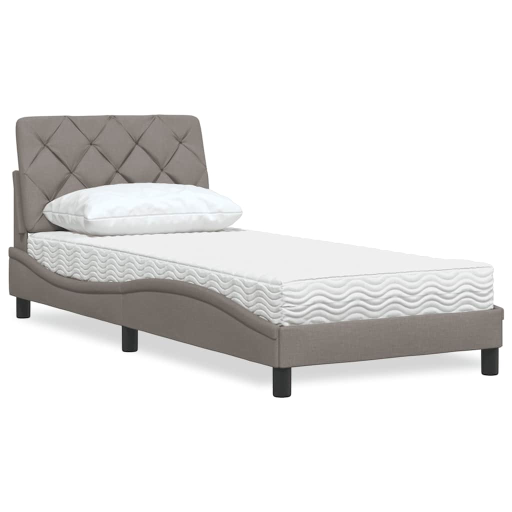 Letto con Materasso Tortora 90x200 cm in Tessuto