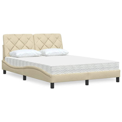Letto con Materasso Crema 120x200 cm in Tessuto