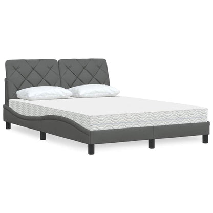Letto con Materasso Grigio Scuro 140x190 cm Tessuto