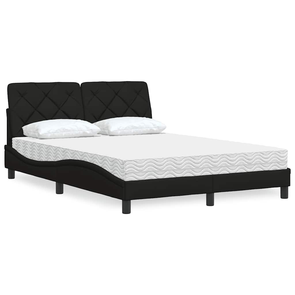 Letto con Materasso Nero 140x190 cm in Tessuto