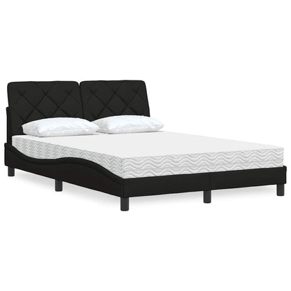 Letto con Materasso Nero 140x190 cm in Tessuto
