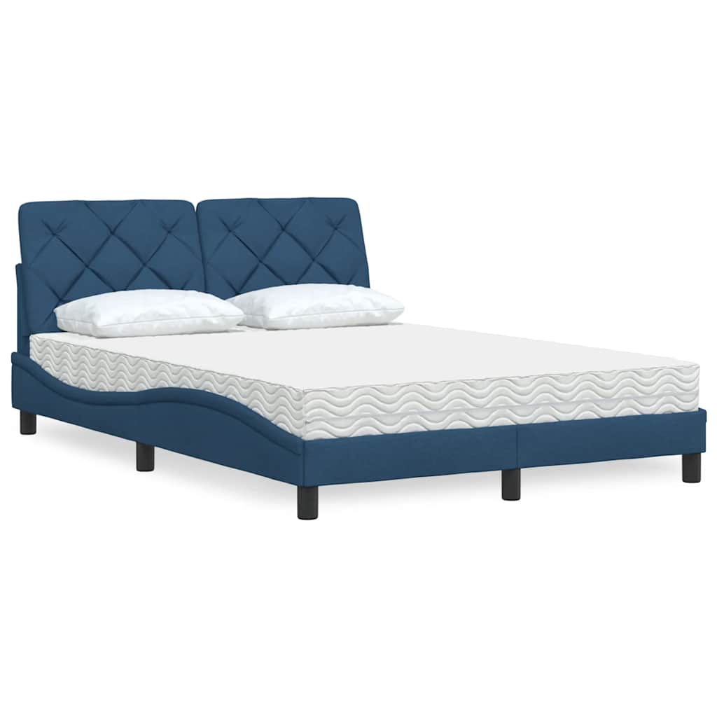 Letto con Materasso Blu 140x190 cm in Tessuto