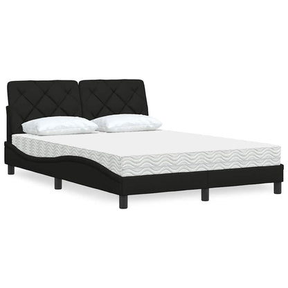 Letto con Materasso Nero 140x200 cm in Tessuto