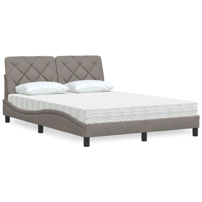 Letto con Materasso Tortora 140x200 cm in Tessuto