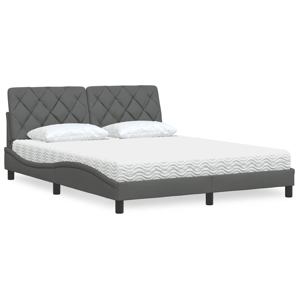 Letto con Materasso Grigio Scuro 160x200 cm Tessuto
